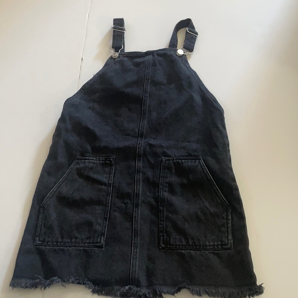 Black denim girls overall dress